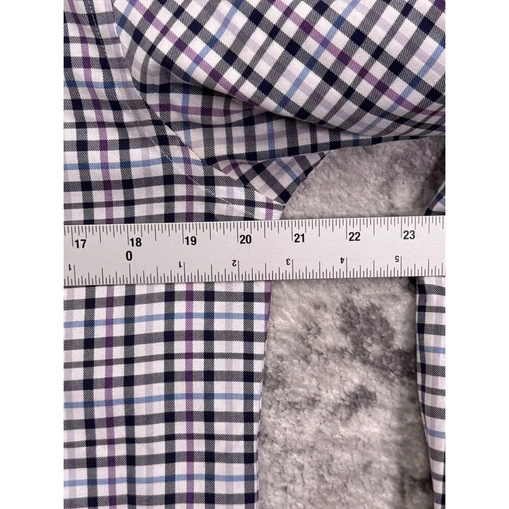Untuckit Shirt Medium Mens Slim Fit Wrinkle Free Blue Check Button Down - Picture 4 of 7